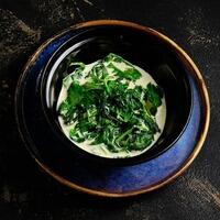 купить Шпинат в сливочном соусе Шпинат в сливочном соусе заказать доставку ROJO ресторан Алматы